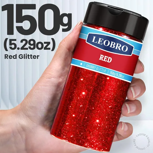 Miniatura 2 de Leobro - Purpurina roja, 0.025" de brillantina artesanal para resina, manualidades, uñas, cuerpo, DIY, artes y manualidades, 0.64 MM Rojo