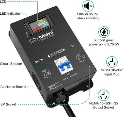 Miniatura 5 de Briidea Interruptor de alimentación automático para secadora y EV, carga rápida tu EV, NEMA 10-30