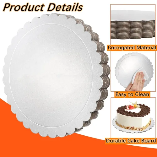 Miniatura 3 de Tebery Paquete de 15 tablas redondas para tartas, platos de cartón resistentes de 10 pulgadas, círculos de pizza a prueba de grasa para postres