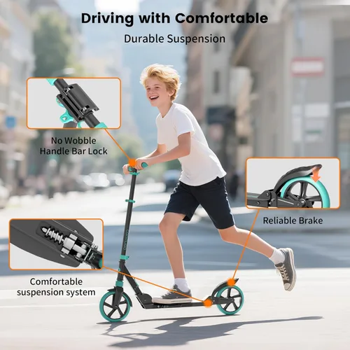 Miniatura 6 de Patinete para niños de 5 a 12 años, adolescentes, patinete plegable ligero para adultos con ruedas de 8 pulgadas, carga máxima 240 LBS, regalo