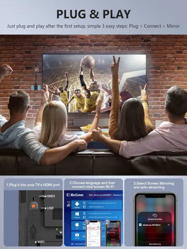 Miniatura 3 de Adaptador de dongle inalámbrico de pantalla HDMI 4K, TIMBOOTECH WiFi HDMI Dongle adaptador receptor de video de fundición