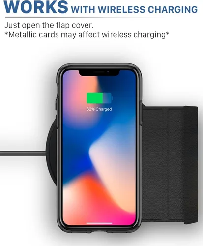 Miniatura 4 de VENA Funda tipo cartera para iPhone Xs/X, [vCommute] [protección contra caídas de grado militar] Funda de cuero con ranura para tarjetas con soporte