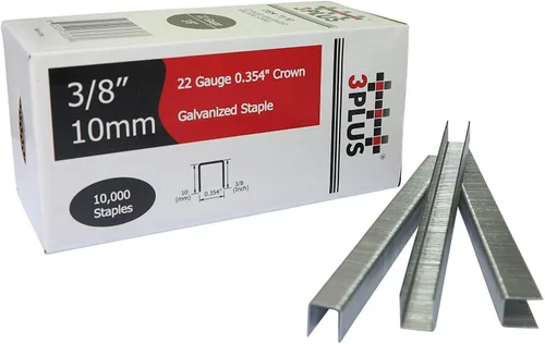 Miniatura 2 de 3PLUS Grapas de alambre fino galvanizado de calibre 22, 3/8 pulgadas (0.354 in) de longitud de pierna de 3/8 pulgadas de longitud de la pierna
