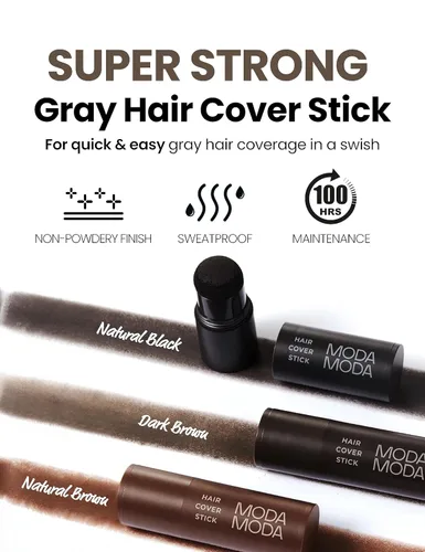 Miniatura 3 de MODAMODA Pro-Change Hair Cover Stick – Edición de dispensación suave 100HR color de cabello temporal – Barra de polvo portátil para cabello gris