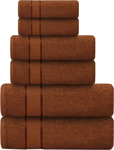 Juego de toallas de baño - 100% algodón - 2 toallas de baño, 2 toallas de mano y 2 paños - Grandes, secado rápido, absorbentes, suaves, lujosas -
