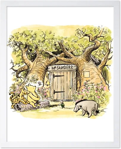 Miniatura 25 de Poster Master Póster de ilustración vintage, impresión de paisaje retro, regalo para bebé, niño, mapa de madera de 100 acres, oso, cerdo, animal
