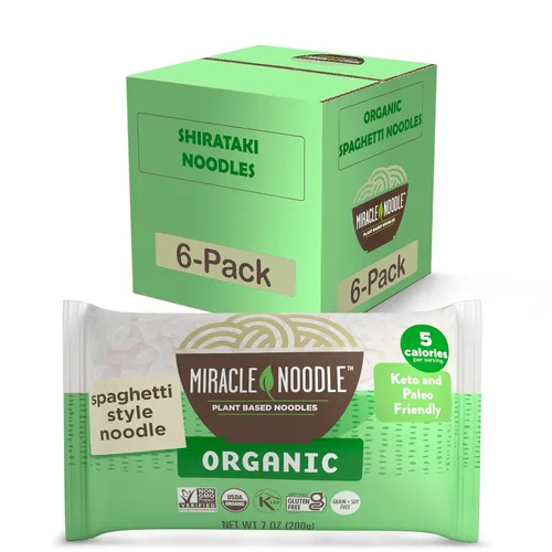 Miracle Noodle Fideos espaguetis orgánicos, fideos Shirataki listos para comer, espaguetis Konjac, pasta baja en carbohidratos, fideos espaguetis