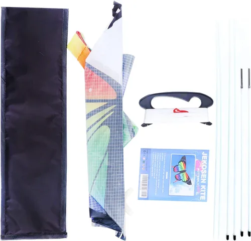 Miniatura 3 de Mariposa enorme cometa para niños y adultos, cuerda de una sola línea con cola fácil de volar para viajes a la playa, parque, juegos y actividades