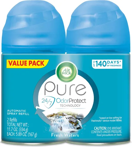 Air Wick Recambio automático de ambientador en aerosol, 2 unidades, aguas frescas, neutralización de olores, aceites esenciales