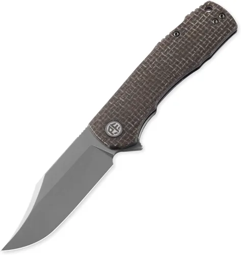Miniatura 8 de Petrified fish PFP03 Victor, hoja de satén K110 de 3.58", 4.94 oz Micarta Handel Flipper Liner lock Cuchillo plegable