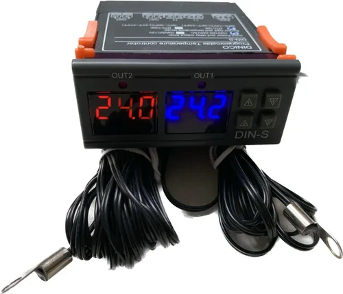 Controlador de temperatura diferencial solar T2-T1 termostato con alarma fr Calentador de agua, piscina. bomba, enfriador, invernadero 2 sensores