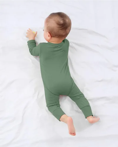 Miniatura 7 de GUISBY Pijama de bambú sin pies para bebé con mitones, manga larga con cremallera, se adapta cómodamente a los que duermen, paquete de 4