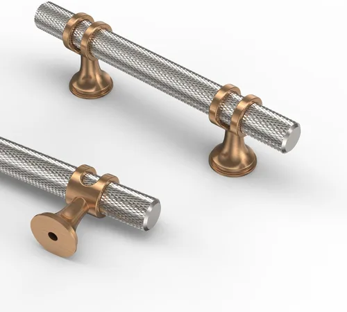 Miniatura 20 de Asidrama - Paquete de 10 manijas para gabinete de cocina de 3 pulgadas (76mm) de color negro mate y bronce champán, tiradores para gabinete