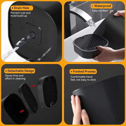 Miniatura 4 de Ninonly Bloque de cuchillos sin cuchillos 2 en 1 universal cuadrado para cocina con ranura para tijeras, ahorro de espacio, almacenamiento de Negro