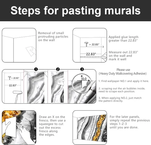 Miniatura 5 de Papel tapiz de tela mármol negro y dorado para sala de estar, arte abstracto, dormitorio, baño, mural de pared grande - 160 x 108 pulgadas