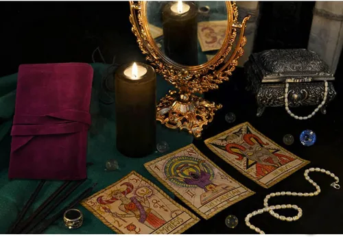Miniatura 7 de Knana 3 piezas Tarjetero de Tarot Bolso de Terciopelo Accesorios de Tarot - Púrpura y Azul Oscuro Estilo 3