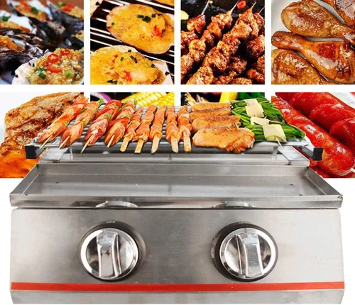 Miniatura 3 de Parrilla de mesa portátil de gas de 2 quemadores, barbacoas de gas LPG, parrilla de mesa antiadherente, parrilla de gas para fiestas, barbacoas