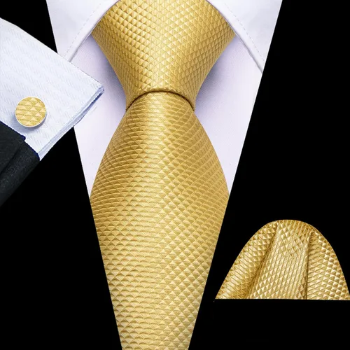 Miniatura 221 de Barry.Wang Juego de corbatas para hombre, corbata de seda a rayas, tejido a cuadros, gemelos formales, negocios, boda