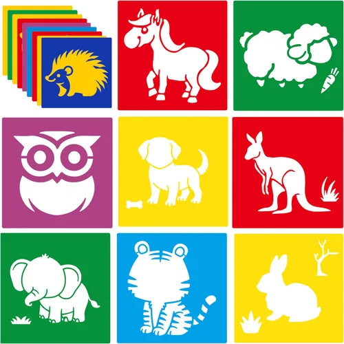 Plantillas de 24 piezas, plantillas de dibujo grandes, plantilla de tiza, 8 pulgadas, juego de plantillas de forma lavable para manualidades, dibujo