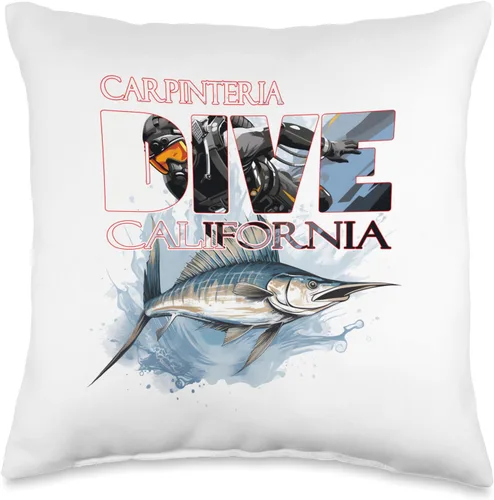SCUBA Diving Designs Carpinteria California Carpinteria California Scuba Diving Snorkeling Throw Pillow, 16x16, Multicolor