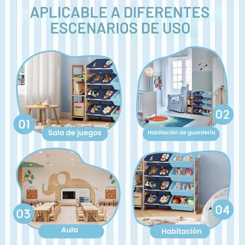 Miniatura 6 de Organizador de almacenamiento de juguetes - Organizadores de juguetes y almacenamiento con estantería, estante de almacenamiento de juguetes con 3