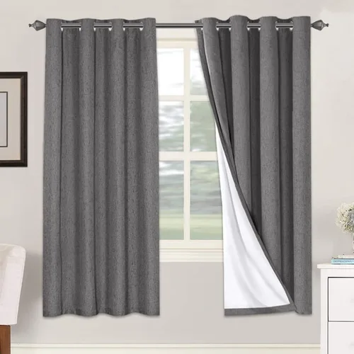 Miniatura 60 de H.VERSAILTEX Cortinas opacas de lino de 72 pulgadas de largo, 100% absolutamente opacas, con aislamiento térmico, con textura de lino, cortinas