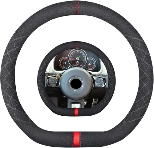 Miniatura 48 de Funda de volante de ante K LAKEY, compatible con Dodge Avenger Grand Caravan Challenger Charger, cubierta de volante deportiva antideslizante