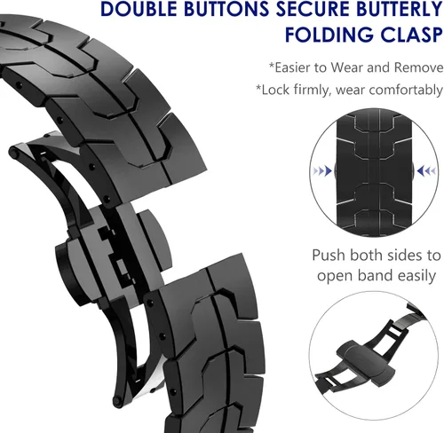 Miniatura 4 de Correa de acero inoxidable WINGLE para Apple Watch Band Ultra 3/2/1 Banda Ultra 49mm 46mm 45mm 44mm 42mm Series 11/10 SE 3/2/1 para hombres, bandas