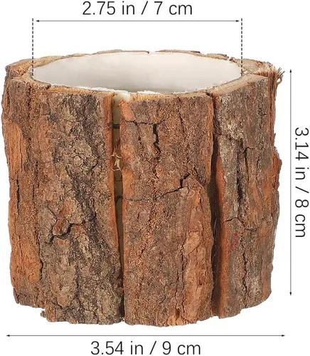 Miniatura 4 de Housoutil Jarrón de madera para centros de mesa, paquete de 3 macetas rústicas de tocón de árbol, cubo de flores de corteza de madera para bodas