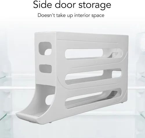 Miniatura 5 de Soporte para huevos para refrigerador, 60 unidades dispensador automático de huevos con 4 niveles y filas dobles, organizador de bandejas de huevos