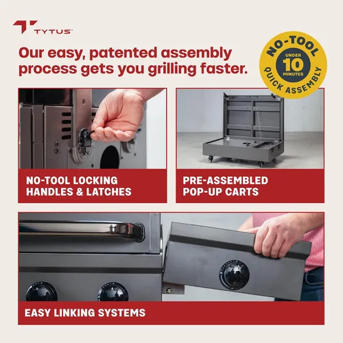 Miniatura 6 de Tytus Anaheim 4-Burner Gas Grill with Prep Cart and Charcoal Grill + Cover, Light, Griddle Insert - Modular Outdoor Kitchen, Quick Assembly, Outdoor