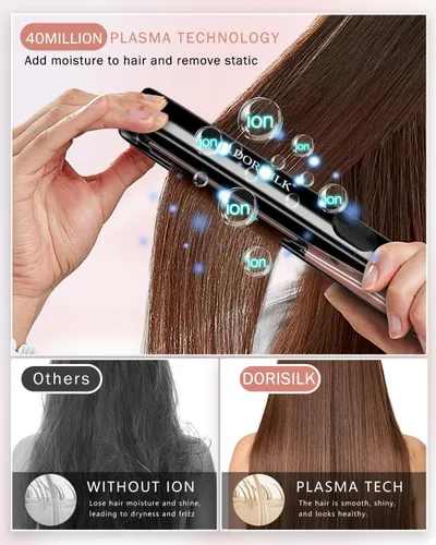 Miniatura 5 de DORISILK Plancha de pelo profesional de alta temperatura de 500 grados, plancha plana de cerámica de calentamiento rápido de 30 segundos, alisador