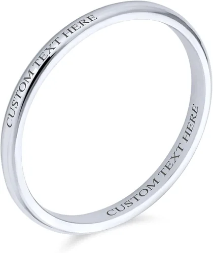 Miniatura 4 de Bling Jewelry Unisex Personalized Classic Simple Polished Minimalist Dome Traditional .925 Sterling Silver Couples Wedding Band Ring For Men For
