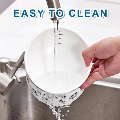 Miniatura 7 de Cuencos elevados de cerámica para gatos Cuenco elevado inclinado para alimentos y agua Cuenco pequeño para perros con alfombrilla de silicona