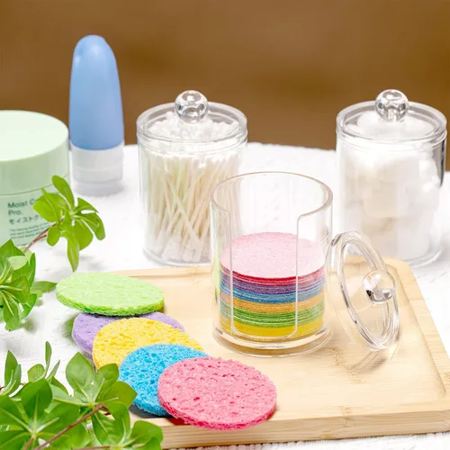 Miniatura 8 de Geiserailie 50 esponjas faciales comprimidas, maquillaje facial, esponjas cosméticas naturales de spa para mujeres, máscara exfoliante, eliminación
