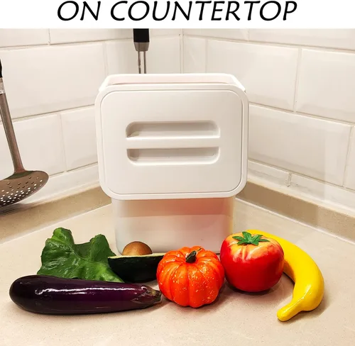 Miniatura 2 de stonespace Cubo de basura pequeño colgante con tapa debajo del fregadero para cocina, cubo de compostaje de 1.3 galones/5 L, contenedor de compost