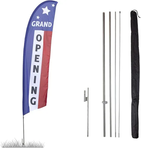 Miniatura 10 de Vispronet Kit de bandera de plumas de globo de gran apertura, asta de bandera Swooper de 13 pies con estaca para el suelo, base cruzada, bolsa