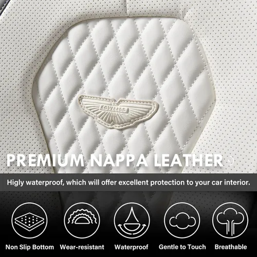Miniatura 6 de Coverado Fundas de asiento, juego completo de fundas de asiento de automóvil, funda blanca para asiento de automóvil, cojín de asiento de automóvil