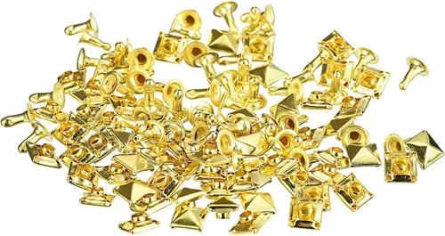 Miniatura 22 de uxcell Juego de 60 remaches de punta para ropa, 0.315 in, remaches rápidos de pirámide, clavos cuadrados punk, de cobre, para decoraciones de Tono