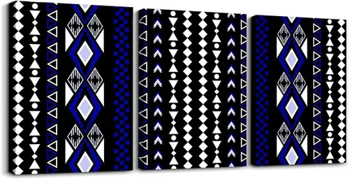 Miniatura 13 de Erosebridal Bohemian Wall Decor 12"x16" 3 Piece Country Southwestern Canvas Wall Art Boho Aztec Arrows Diamond Poster Print Black Gray Geometric