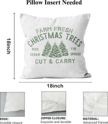 Miniatura 5 de Fundas de almohada verdes de árboles de Navidad de 18 x 18 pulgadas para sofá, habitación, decoración fresca de granja