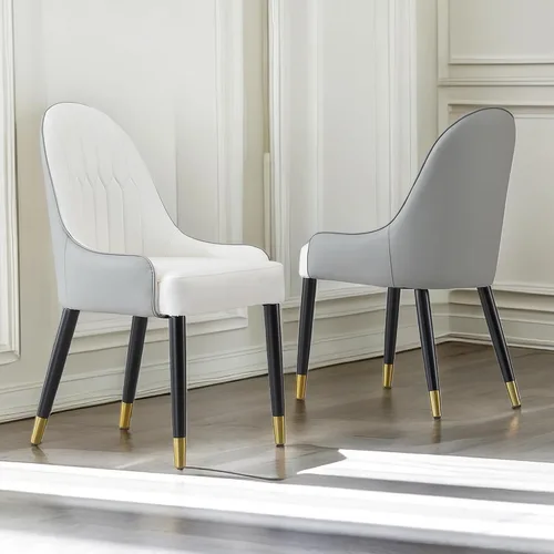 Miniatura 7 de Juego de 2 sillas de comedor modernas, sillas de ocio laterales con cojín de poliuretano con respaldo medio, sillas de cocina tapizadas con patas