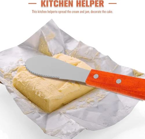 Miniatura 8 de SHERCHPRY 2 unids Creamcheese Butter Straight Spreader Butter Spatula Sandwich Cortadora Raspador Mango de Madera Pequeñas Herramientas Espátula