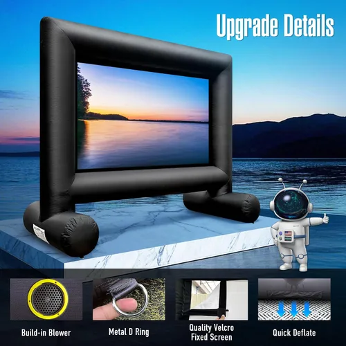 Miniatura 3 de Pantalla de proyector de película inflable para exteriores de 14 pies con ventilador integrado que soporta proyección frontal y trasera, pantalla