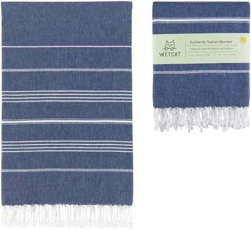 Miniatura 28 de WETCAT Toalla de playa original turca (39 x 71) – Peshtemal prelavado, 100% algodón, muy absorbente, de secado rápido y ultra suave, seguro