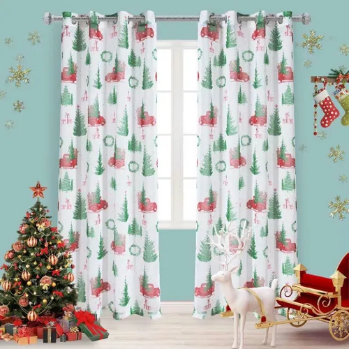 Miniatura 7 de LORDTEX Cortinas traslúcidas de Navidad para sala de estar y dormitorio, cortinas traslúcidas de lino sintético texturizado, cortinas traslúcidas