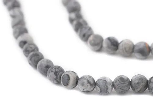 Miniatura 156 de The Bead Chest Cuentas de Jade Blanco Mate Redondas (8mm): Piedra Preciosa Orgánica Redonda Esférica de Energía con Poder de Sanación para Hacer
