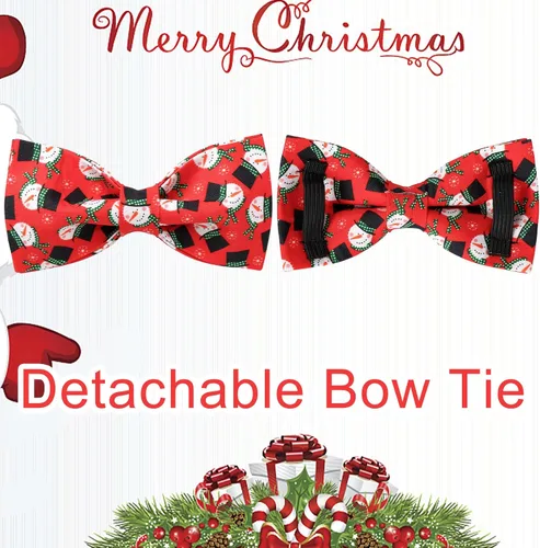 Miniatura 4 de Collar de Navidad para perro con pajarita, collar de Navidad para cachorros, hembras, machos, perros o gatos, collares con lazo con hebilla de metal