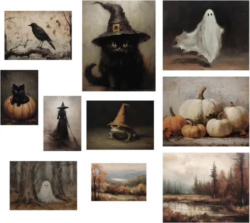 BAYKUL Decoración de pared de Halloween, decoración de bruja gótica oscura, decoración de habitación gótica vintage, pósteres de fantasma