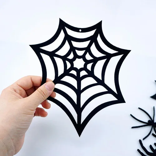 Miniatura 4 de SaktopDeco 33 piezas de decoración de araña colgante, adorno de araña de fieltro negro, decoración de Halloween para decoración de casa de bricolaje